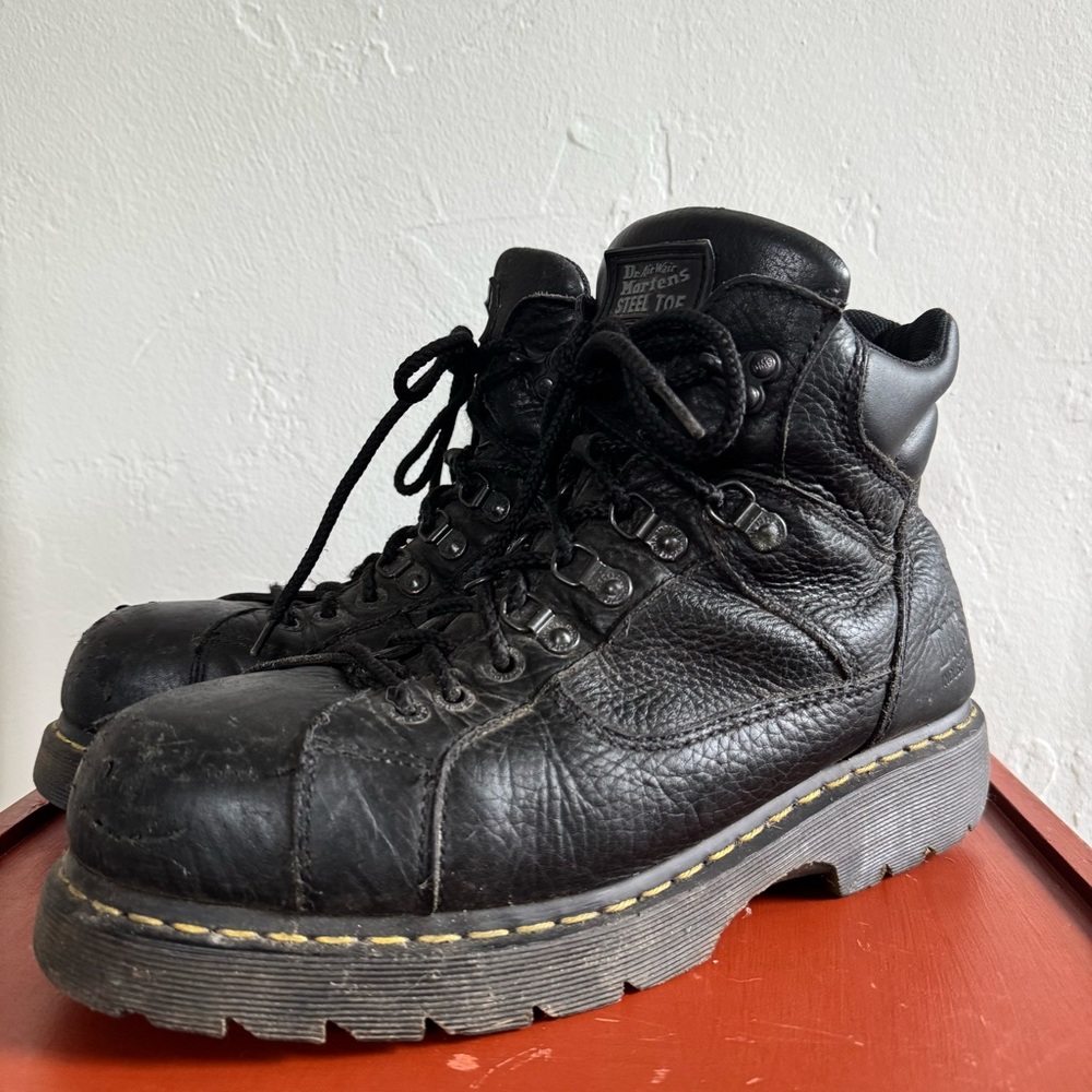 Dr. Martens Black Steel Toe Safety Shoe Chunky Lace Up Work Industrial Boots 12M - Picture 4 of 12
